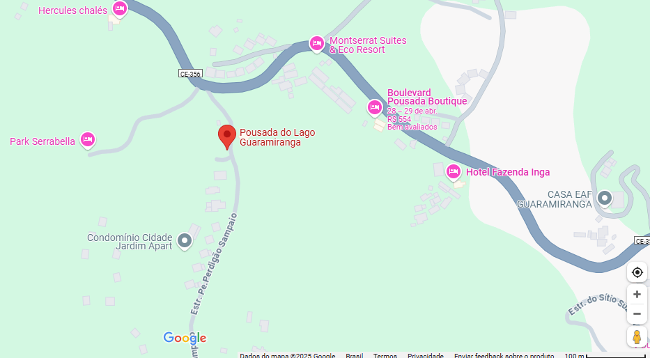 Localização google maps da pousada do lago